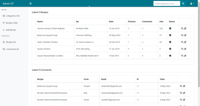 Maian Recipe - Admin Demo